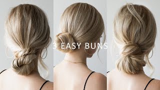 HOW TO 3 EASY Low Bun Hairstyles 💕 Perfect for Prom Weddings Work [upl. by Ardnasirk]