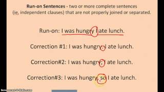 Grammar Lesson 23 1 Run ons Comma Splices and Fragments [upl. by Aylmar61]