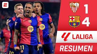 BARCELONA GOLEÓ 41 al Sevilla y se ACERCA al REAL MADRID y ATLÉTICO  La Liga [upl. by Cattier]