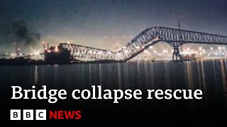 Baltimore bridge collapse triggers major rescue operation  BBC News [upl. by Anawyt]