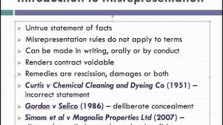 Misrepresentation Lecture 1 of 4 [upl. by Derrej]