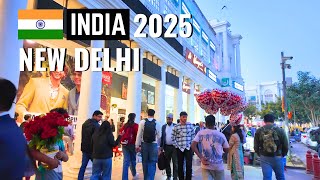 REAL New Delhi 2025 🇮🇳  Connaught Place Walking Tour Street Life amp Cafés 4K UHD [upl. by Dier2]