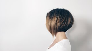 how to cut classic bob with long asymmetrical fringe [upl. by Abeu]