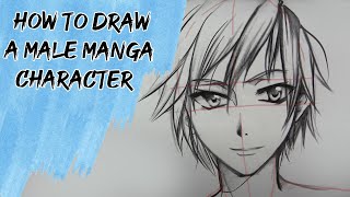 How to draw a Manga boy Stepbystep Tutorial [upl. by Abagail]