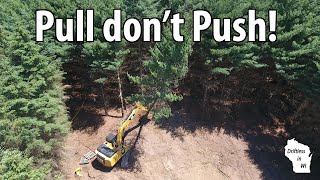 How to Remove Trees with Excavator and Bucket  Pull Method [upl. by Esidnak]