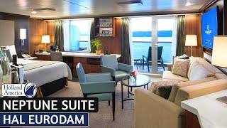 HAL Eurodam  Neptune Suite Walkthrough Tour amp Review 4K  Holland America Cruise Line [upl. by Leakim]