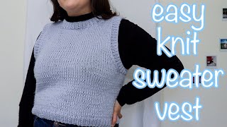 EASY Knit Sweater Vest Tutorial  DIY Knit Vest [upl. by Anelem]