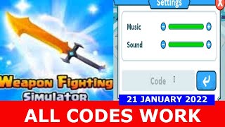 ALL CODES WORK UPDATE 1 Weapon Fighting Simulator ROBLOX  January 21 2022 [upl. by Einomrah]