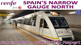 SPAINS NARROW GAUGE NORTH  RENFE FEVE SANTANDER TO BILBAO REVIEW  SPANISH TRAIN TRIP REPORT [upl. by Iahcedrom]