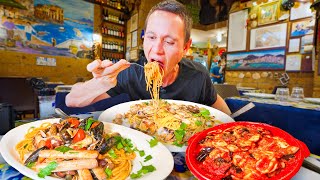 Italian Street Food in Naples SEAFOOD SPAGHETTI  Pizza in Naples Italy [upl. by Bobbi99]