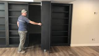 Custom Hidden DoorBookcase Secret Room  Mustang Woodworking [upl. by Ahsiret660]