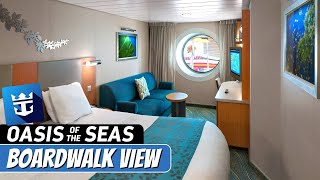 Oasis of the Seas  Boardwalk View Balcony Stateroom Tour amp Review 4K  Royal Caribbean Cruise [upl. by Nnayllek]