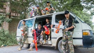 NERF WAR  SWAT Warriors Nerf Guns Fight Leader Bandits Crime Mask Armed [upl. by Etnaihc]