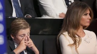 Barron Trump Yawns His Way Through Fathers Speech [upl. by Atolrac]