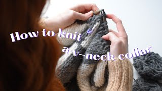 How To Knit a VNeck Collar  Knitting Tutorial [upl. by Ik]