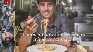 Comment faire des pâtes à la carbonara  Vidéo A table Juju [upl. by Earley366]