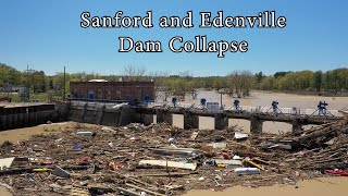 Sanford and Wixom Flood 2020  Drone  Dam Collapse [upl. by Arimas]