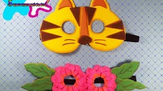 Antifaz de fomi Gatito y flores ∞SUPERMANUALIDADES∞ [upl. by Atiruam]