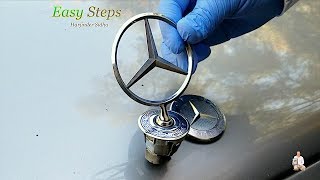 How To Change Mercedes Hood Ornament Emblem  Mercedes Benz Genuine Flat Hood Emblem [upl. by Sandler]