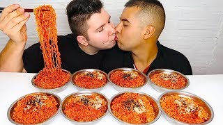 Super Spicy Fire Ramen Noodle Challenge • MUKBANG [upl. by Tiram]