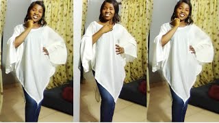 How to make a triangular kaftan poncho with chiffon fabric in 5 minutes Easy DIY [upl. by Zebedee737]