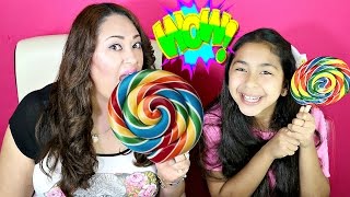 GIANT Rainbow Lollipops and Piñata Gumballs CANDY TasteB2cutecupcakes [upl. by Alleb]