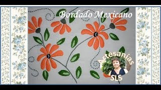 Bordado Mexicano paso a paso ♥ PRINCIPIANTES ♥ Flores anaranjadas ♥ [upl. by Etnud]