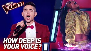 TOP 10  Unbelievably LOW Voices in The Voice [upl. by Audley602]