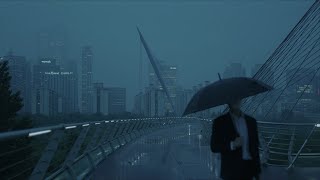 4K SEOUL WALK  Rainy Yeouido Evening  Ambience sound ASMR  Cyberpunk  Cinematic [upl. by Paehpos]