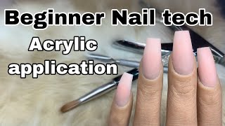 Beginner Nail Tech Tutorial  How To Acrylic Application [upl. by Heimer365]