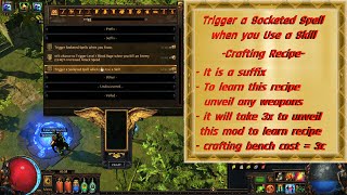 Dont work in 325  How to get Trigger a Socketed Spell when you Use a Skill  Crafting Recipe [upl. by Alcine]