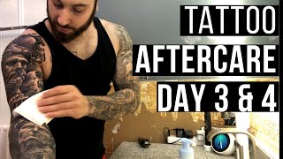 How To Treat A New Tattoo Healing ProcessAftercare DAY 3 amp 4 [upl. by Sucram]