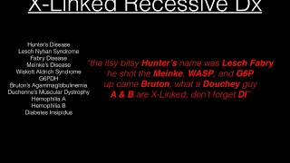 XLinked Recessive Diseases Song  USMLE Mnemonic [upl. by Christiana390]