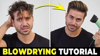 HOW TO USE A HAIR DRYER  Blowdrying Tutorial  Mens Hairstyle Tutorial 2022 [upl. by Annawyt557]