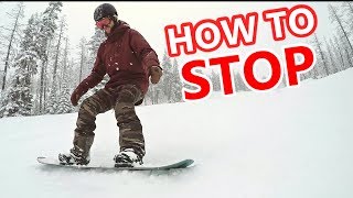 How To Stop On A Snowboard  Beginner Tips [upl. by Paymar]