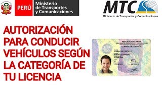 ¿Que Vehículos Conducir Según Categoría  Licencia de Conducir Perú [upl. by Zebaj]