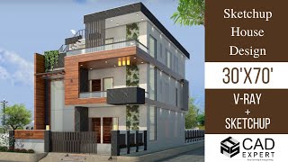 How to Design House in Sketchup  30x70 Complete Tutorial [upl. by Oria162]