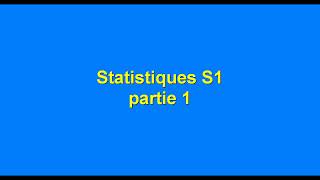 Statistique S1 partie 1 quot introduction et notions de base quot [upl. by Byrn613]