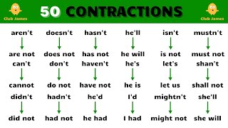 50 Contraction Words in English [upl. by Josephina9]