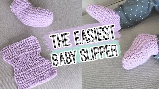 The Easiest Knit Baby Slippers  Knit Flat On Straight Needles Free Pattern [upl. by Itraa631]