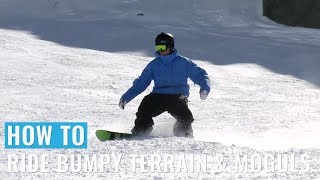 How To Ride Bumpy Terrain amp Moguls On A Snowboard [upl. by Nnylg]