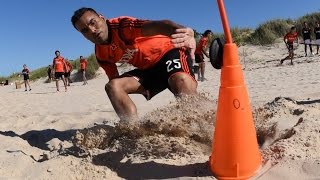 PretemporadaRiver Trabajos físicos en la playa [upl. by Yelserp]