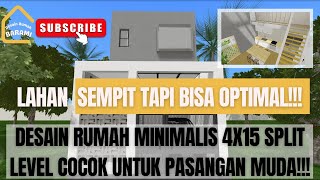 Desain rumah minimalis 4x15 split level [upl. by Tillo]