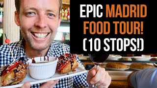 EPIC Madrid Food Tour 10 AMAZING stops [upl. by Ihcelek161]