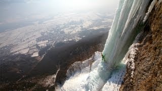 Extreme ice climbing  Cascade de lOule France V 5 [upl. by Htilil926]