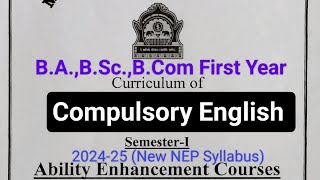 Dr BAMU BABScBCom First Year 202425 Compulsory English AEC New Syllabus First Sem [upl. by Ahsemit331]