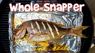 Whole Snapper cooked on a Weber Kettle recipe [upl. by Stauffer]