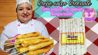 massa profissional de Crepe suíço crocante com palito de Queijo temperado feito na crepeira Britânia [upl. by Cardie584]