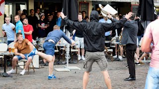 England And Wales Fans Unite Against Russian Hooligans In Lille [upl. by Nady]