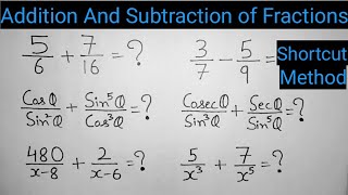 Addition and Subtraction of Fractions How to find LCM Shortcut method [upl. by Talyah260]